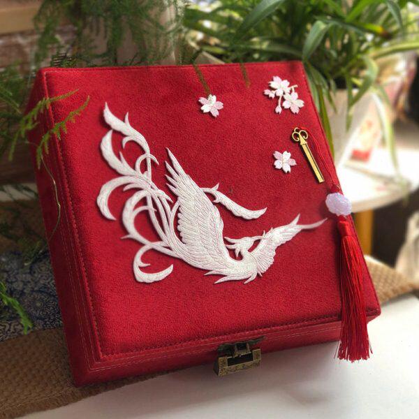 嫁古风饰品首饰盒妆结婚礼物盒收纳盒复古项链盒绒布手镯红色双层