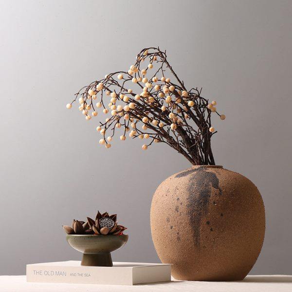 中式水墨陶瓷罐子复古做旧插花装饰品样板房茶室书房条案创意花瓶