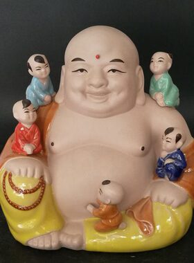 品佛公仔陶瓷子弥勒佛摆件仔多多新婚礼物佛湾家居摆设石结婚礼品