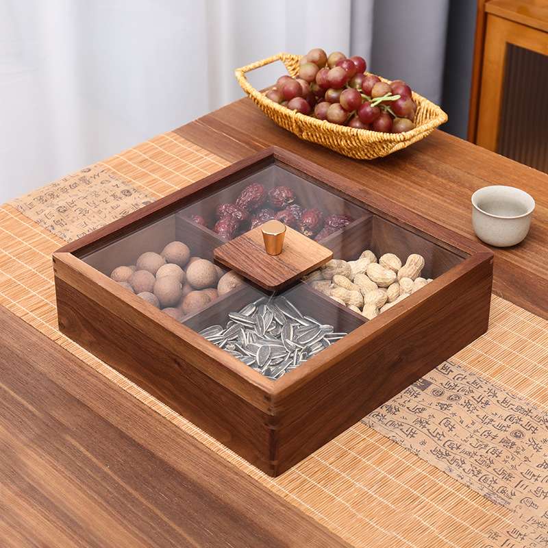 实木轻奢干果盘糖果盒木质坚果收纳盒客餐厅水果点心木制摆放盘