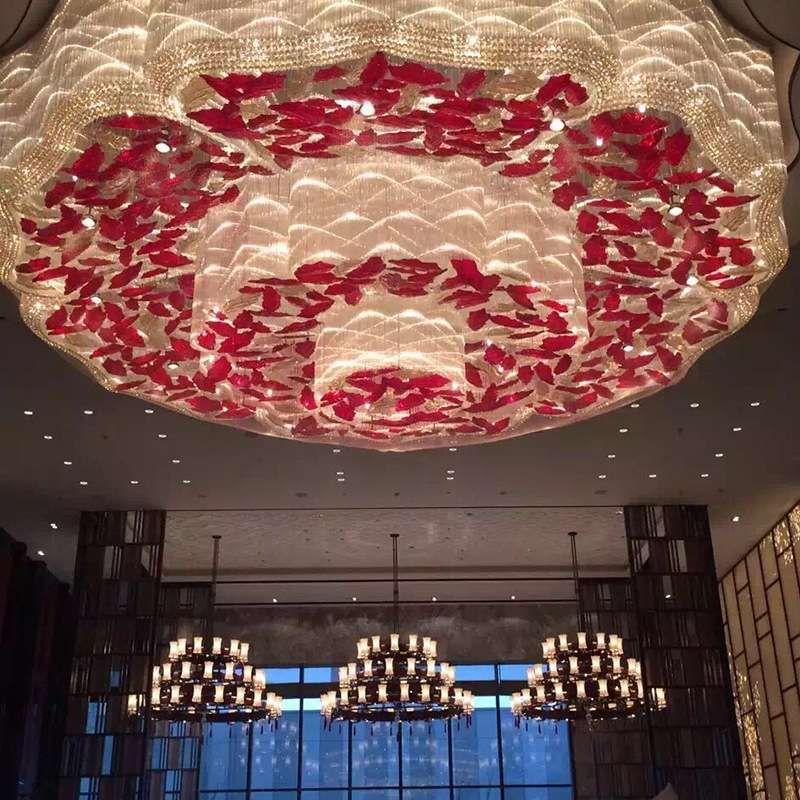 水晶吸顶灯卓煜厂家灯具酒店大堂华丽大气宴会厅灯售楼部沙盘灯具