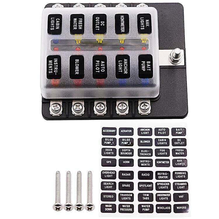 工厂汽车房车船1进10出保险丝盒座螺丝接线套装改装配件12-36v,玩具/童车/益智/积木/模型,遥控车升级件/零配件,淘宝优惠券,粉丝福利购,淘宝优惠卷