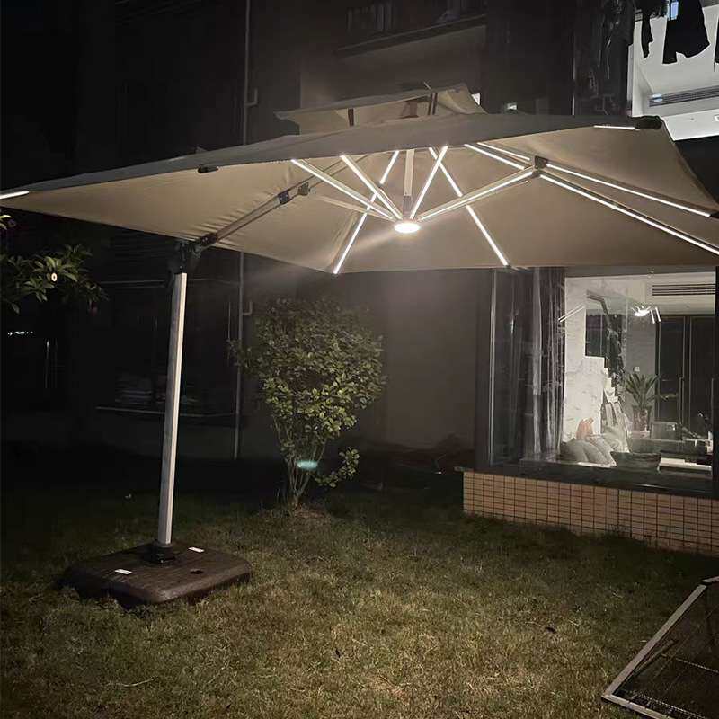 户外遮阳伞庭院伞室外大太阳能伞带LED灯罗马雨伞花园大型摆摊伞