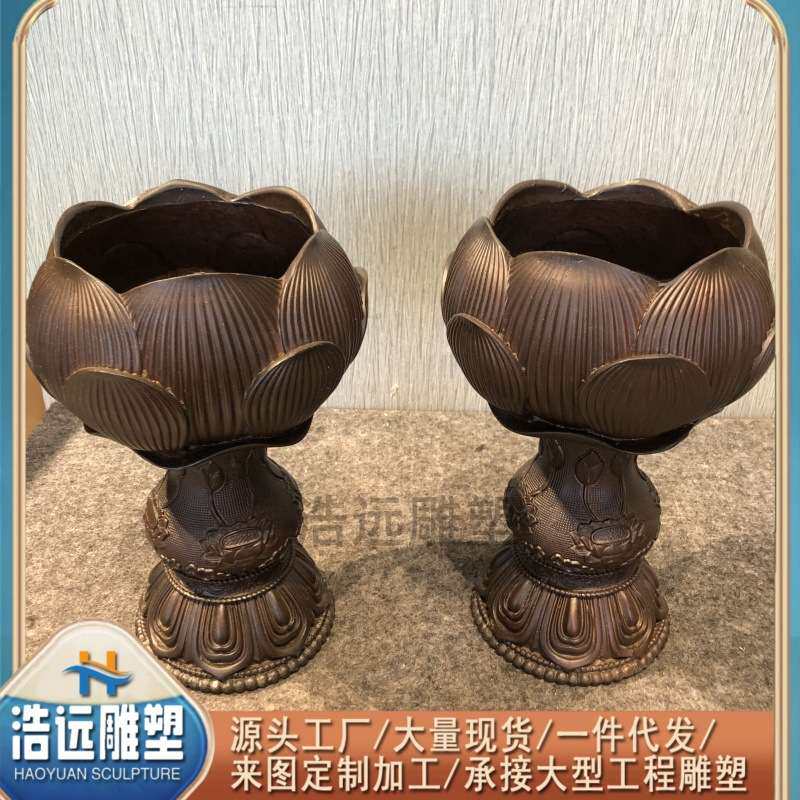 中式纯铜高脚烛台禅意 纯铜蜡台摆件浩远工艺品厂