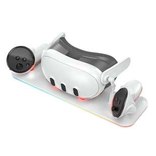 跨境新品Meta quest3 VR眼镜磁吸触点充电底座配电池套装带RGB灯