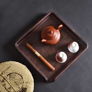 实木一体黑檀木茶饼分茶盘普洱茶盒托盘撬茶盘开茶盘赏茶盘评审盘