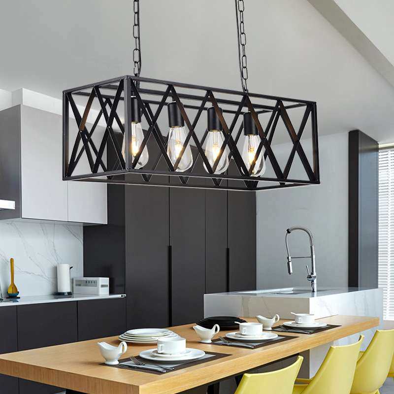 创意个性loft工业风吊灯复古怀旧黑色4头6头长方形铁框铁艺餐厅灯,玩具/童车/益智/积木/模型,遥控车升级件/零配件,淘宝优惠券,粉丝福利购,淘宝优惠卷