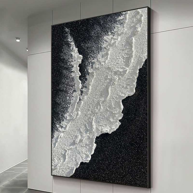 2024新款现代轻奢客厅沙发后装饰画纯手绘厚肌理入户玄关背景挂画