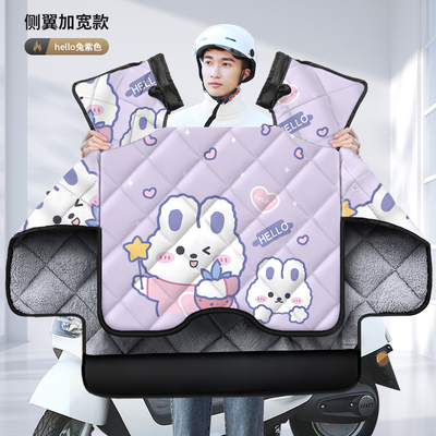 电动车挡风被冬季加绒p男士电瓶摩托车防水防风春秋四季通用冬紫