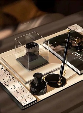 现代轻奢样板房家具卖场书房书桌相机摄影S主题装饰组合摆件