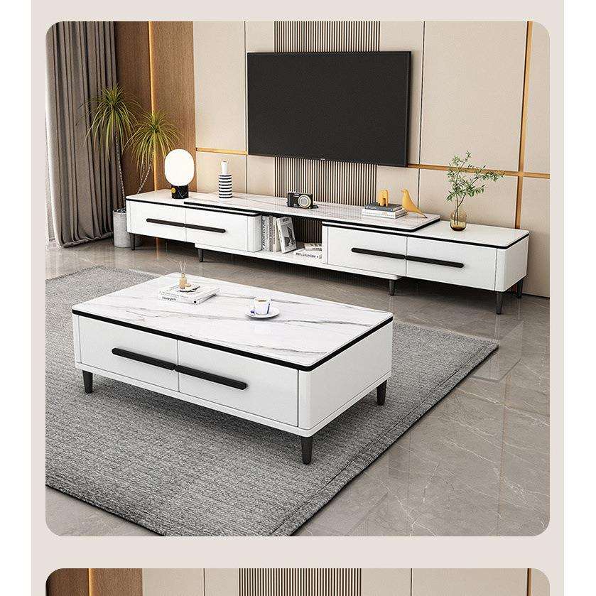 实木岩板电视柜茶几组合套装现代简约家用客厅落地式电视柜储物柜