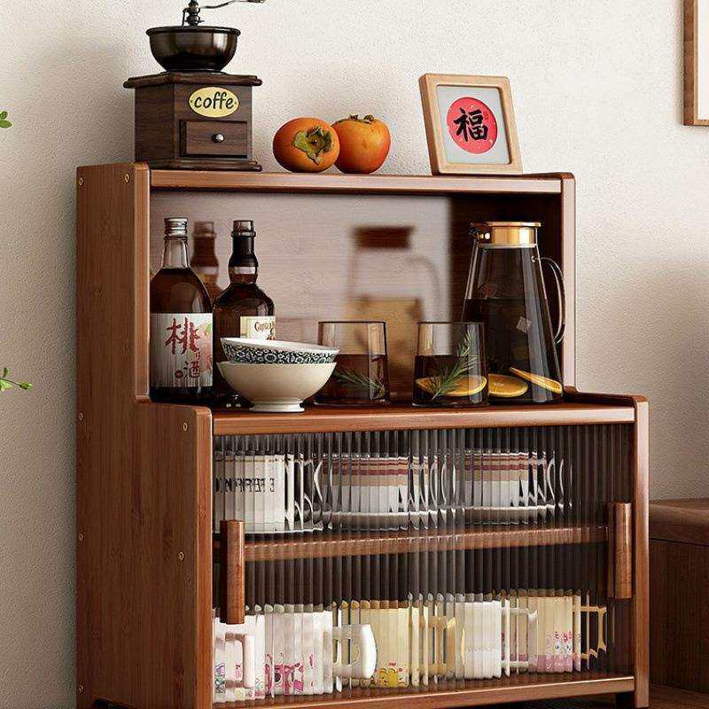 餐桌置物架厨房桌面杯子收纳柜多功能咖啡杯展示实木防尘储物柜