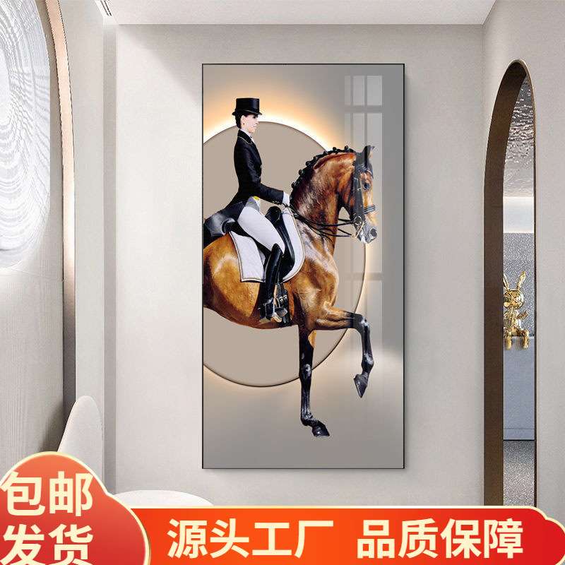 入户玄关走廊过道装饰画简约挂画现代轻奢爱马图酒店玄关墙壁画图片