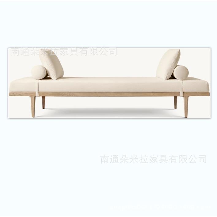 RH美式现代简约实木布艺沙发客厅沙发凳卧室床尾凳民宿公寓休闲长