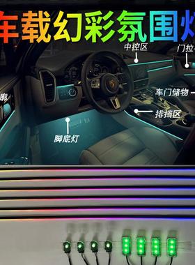 跨境18灯6灯隐形亚克力灯条RGB幻彩256色汽车装饰led l amp氛围灯