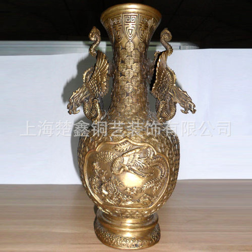 销售铜工艺品摆件花瓶摆件工艺品家居办公仿古金属客厅插花创意