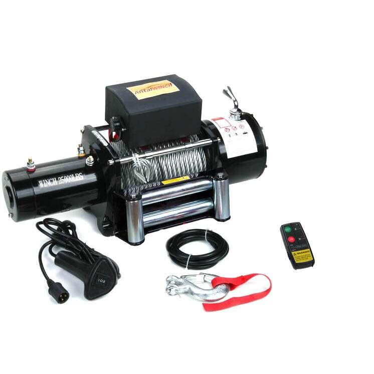 厂家直销12v/24v 25000磅汽卡车绞盘 电动绞盘 自救脱困绞盘