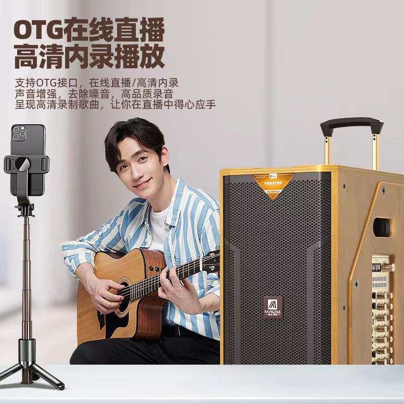 曼龙2024新款音响功放一体机户外k歌带直播卡拉0k广场舞拉杆音箱