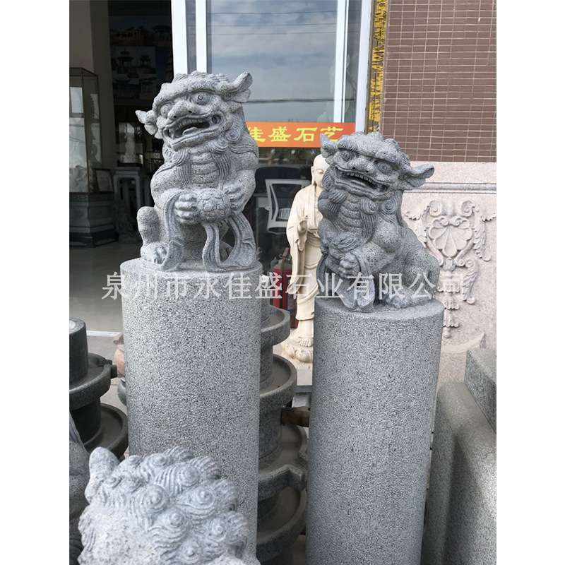厂家现货花岗岩芝麻黑狮子柱芝麻灰拴马柱中式仿古栓马桩可来图订