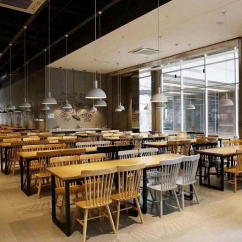 美食城快餐实木桌椅餐饮小吃店桌椅员工食堂餐桌椅自助餐厅餐桌椅
