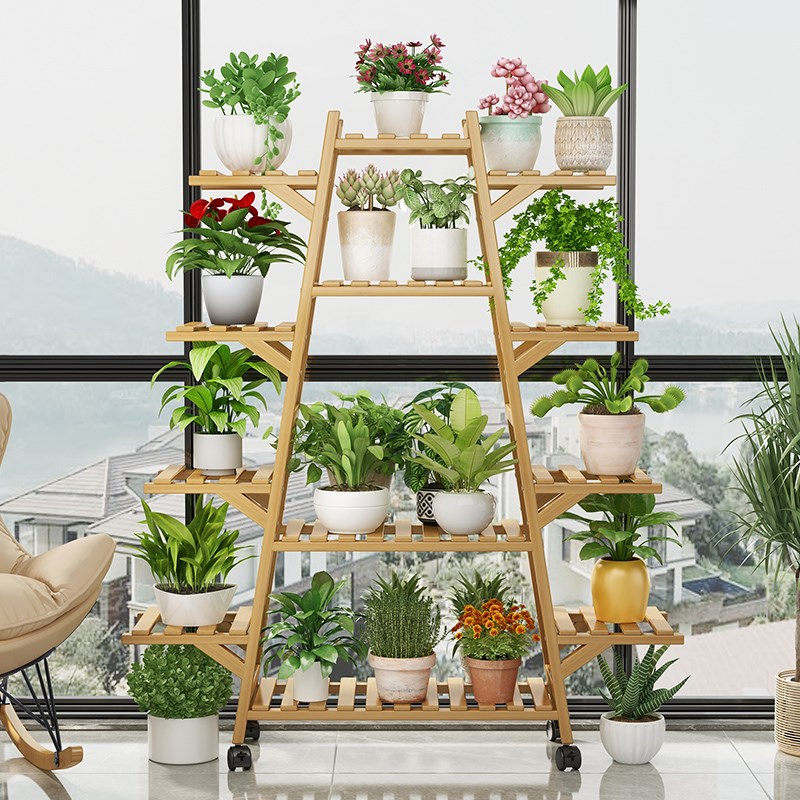 带轮花架子可移动阳台落地式客z厅户外庭院靠墙置物架多肉绿植托