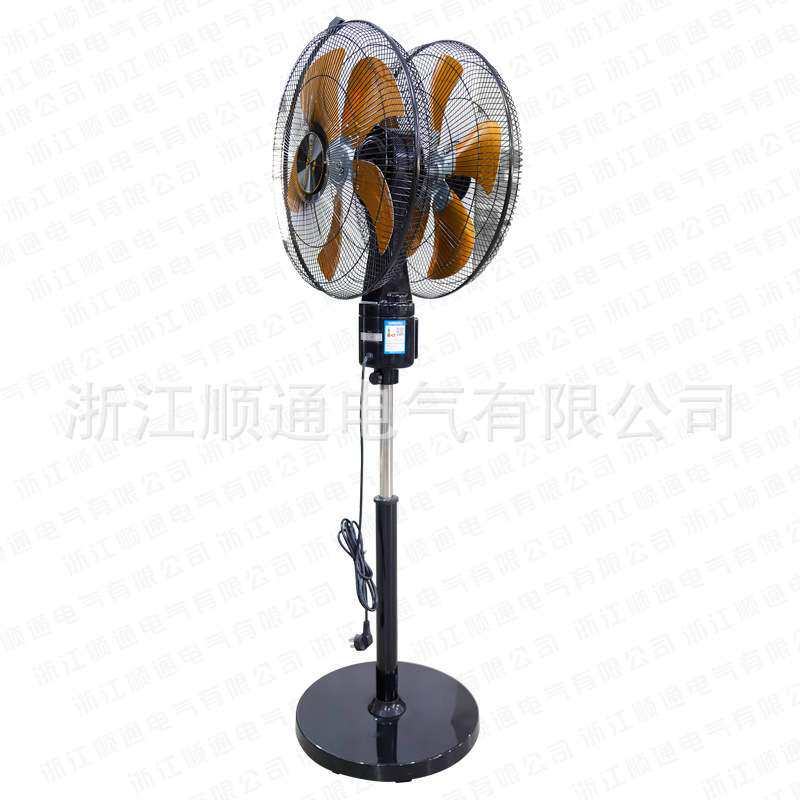 商用双头电风扇大风力360度旋转工业风扇三档可调高度旋转落地扇