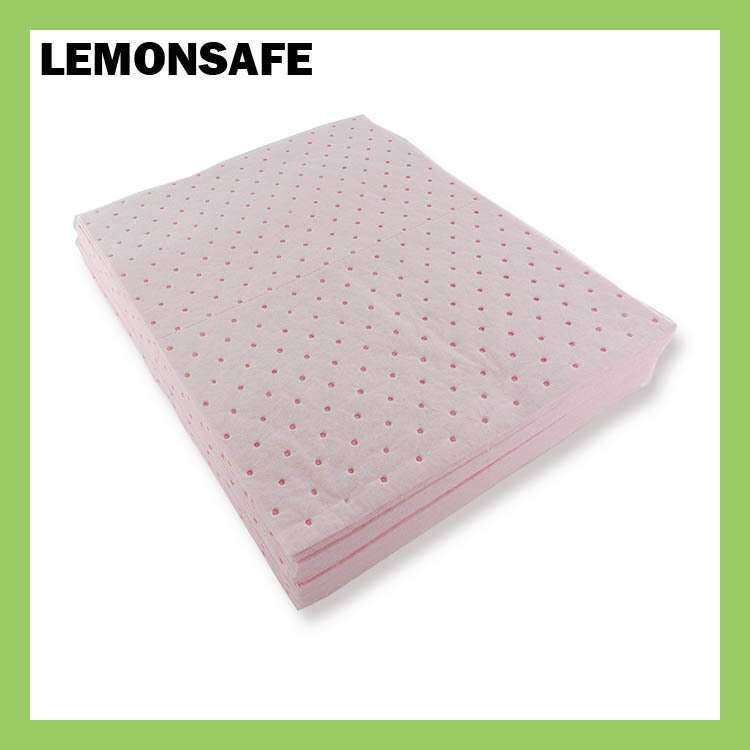 LEMONSAFE化学品吸附棉轻量级万用吸附棉片粉红色化学吸液棉片