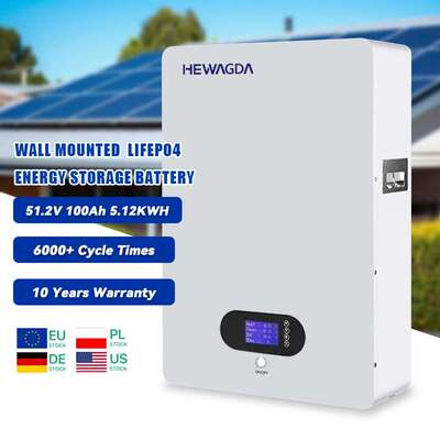 51.2V 100AH Wall-mounted Solar Inverter LiFePO4 Battery 5kwh