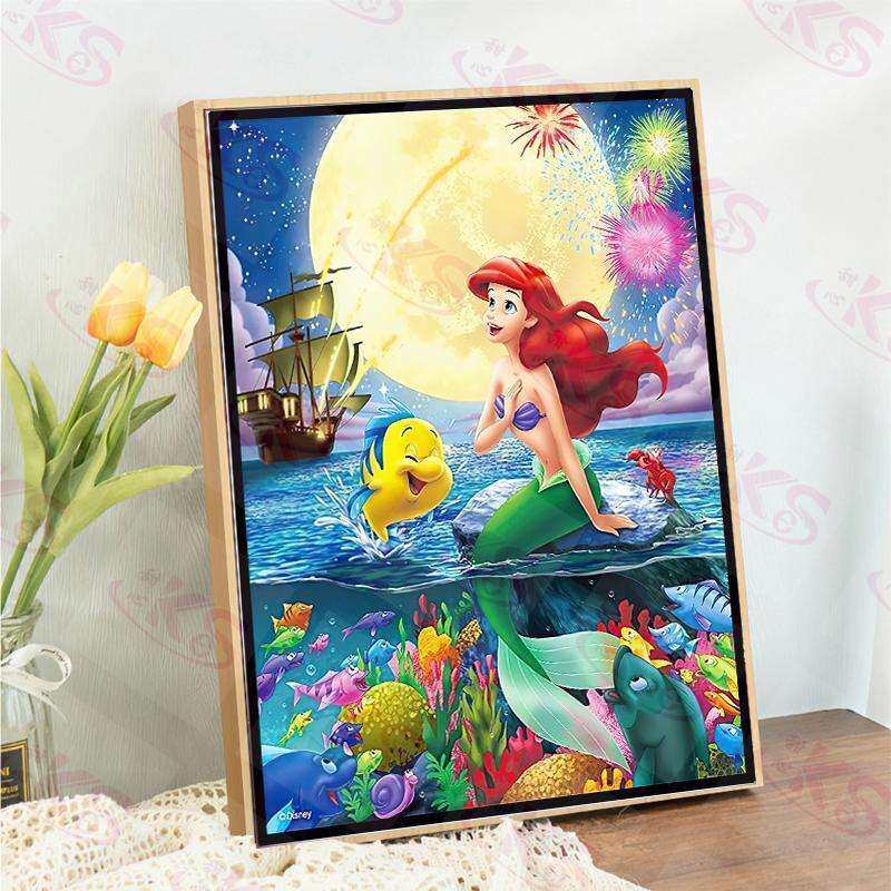 美人鱼公主十字绣2024新款线绣客厅小幅卧室玄关竖版小件满绣餐厅