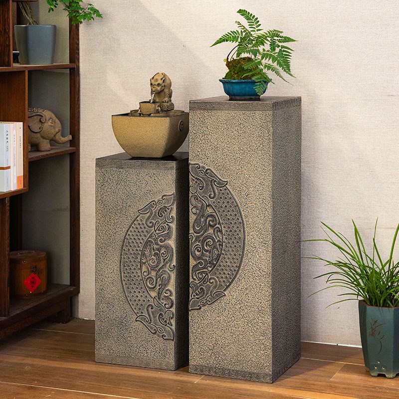新中式室内展示柱摆件q客厅玄关招财流水底座花园庭院柱子落地装
