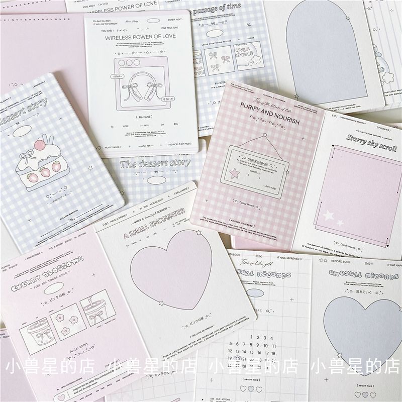 原创粉蓝系星愿袋迷你折r页简易出卡打包材料对折卡片礼物包装贺