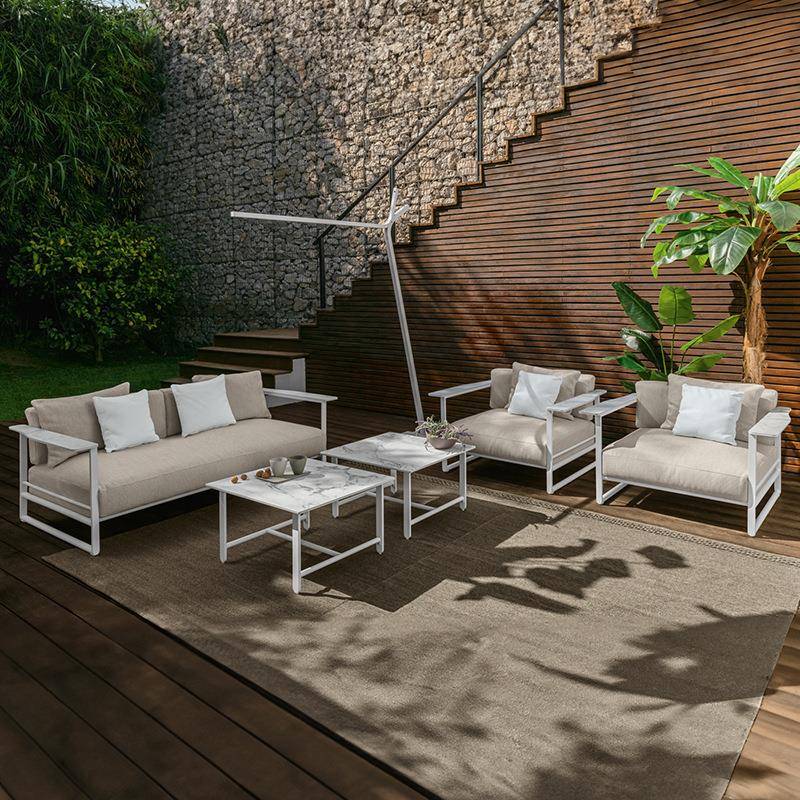 户外沙发铝艺庭院露台酒店沙发防水防晒休闲室外岩板茶几家具组合