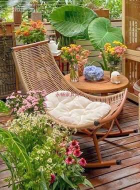 户外阳台藤编摇摇椅躺椅成人家用休闲椅藤椅懒人单人摇椅客厅家用