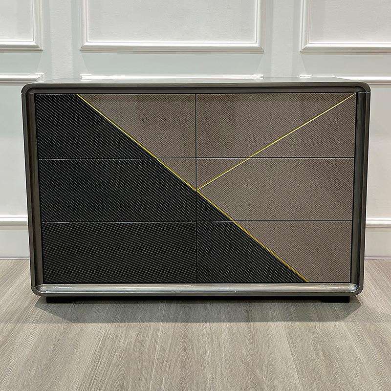 意式简约轻奢六斗柜客厅家用装饰柜别墅实木储物柜卧室靠墙收纳柜