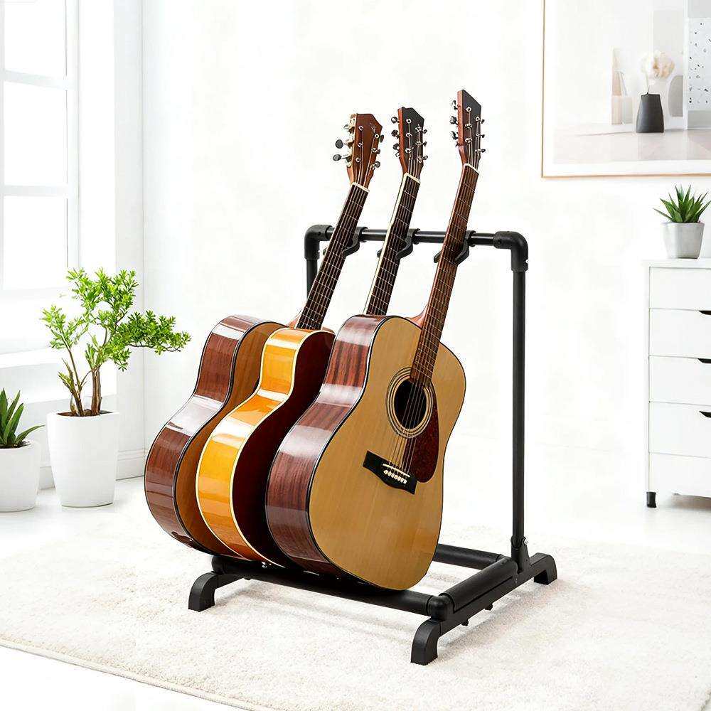 多吉他收纳架落地式可折叠 3 + 琴位 民谣电吉他贝斯通用支架批
