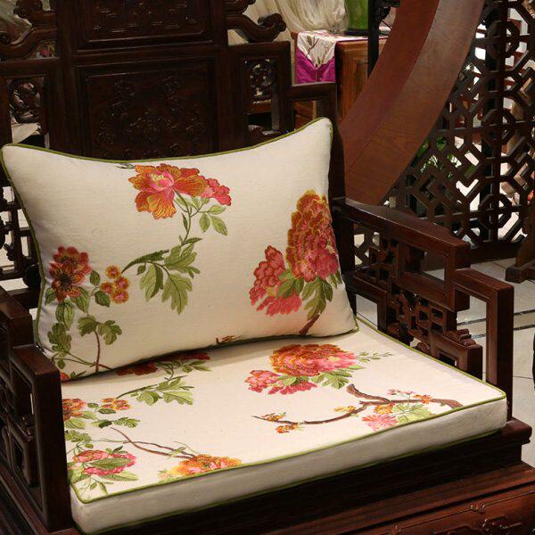 亚棉麻红木椅子古典坐垫现代中式布艺实木沙发垫布料冬季可定做