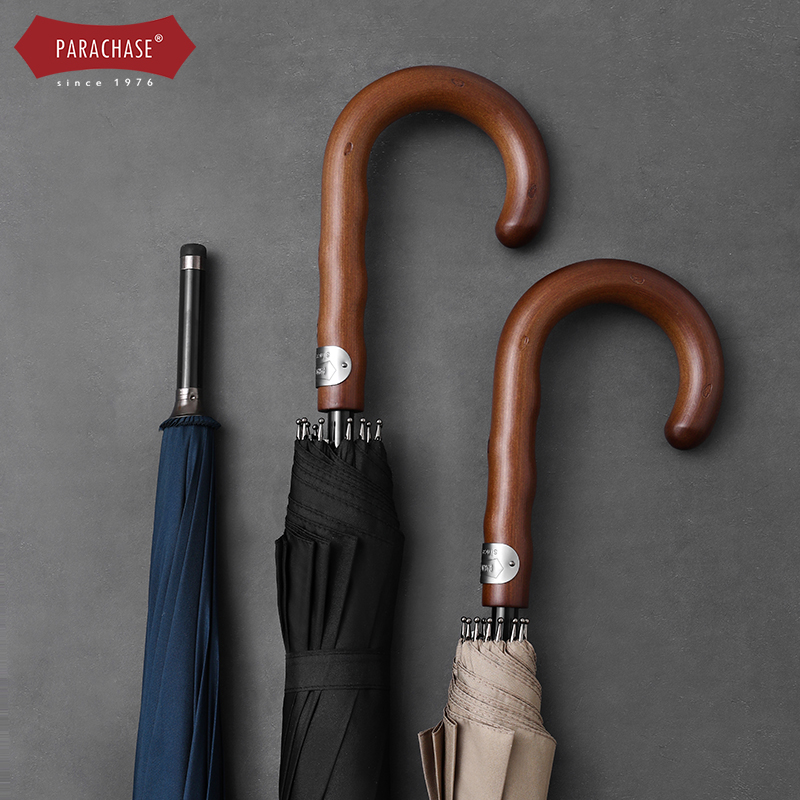 日式复古木柄12骨长柄加大1x12厘米直柄伞双人抗风晴雨两用商务男