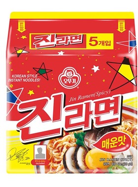 不倒翁金拉面辣味120g*5包 韩国OTTOGI/OTOKI原装进口真拉面泡面