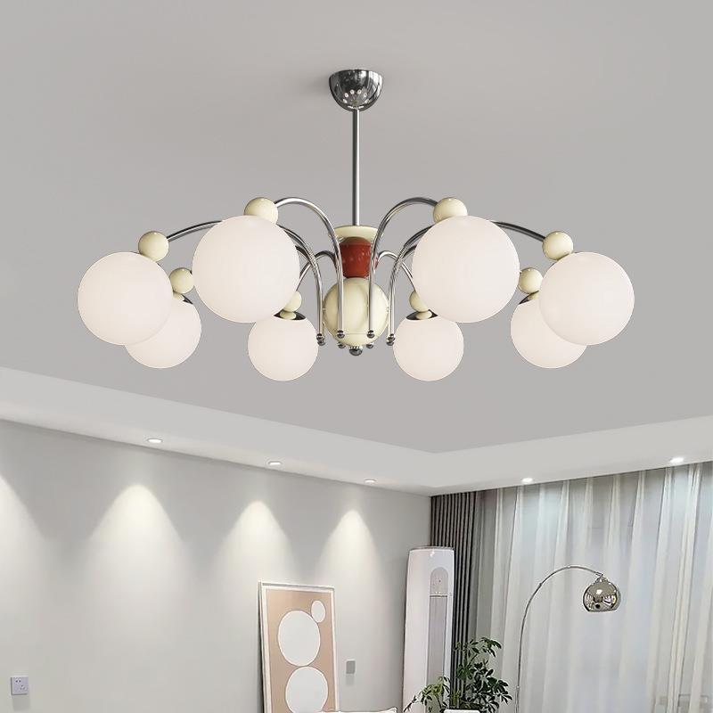 法式奶油风珍珠魔豆客厅吊灯北欧中古餐厅灯现代简约卧室灯具