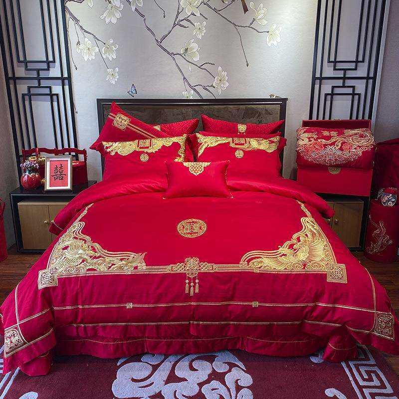 九喜狐婚庆家纺简约款四件套100全棉刺绣被套女方嫁妆备婚十件套,鲜花速递/花卉仿真/绿植园艺,割草机/草坪机,淘宝优惠券,粉丝福利购,淘宝优惠卷