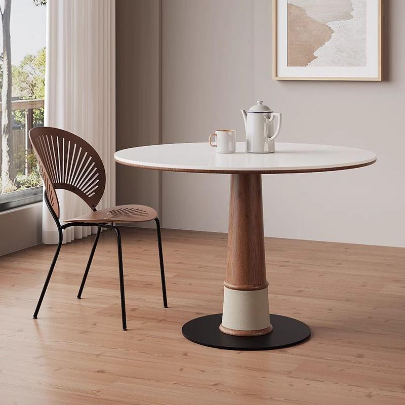 小圆桌会客接待洽谈桌椅组合咖啡店阳台休闲餐桌胡桃实木圆形圆桌