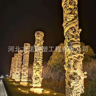 花岗岩石雕龙柱景区大门雕刻盘龙柱城市建设广场园林景观石雕龙柱