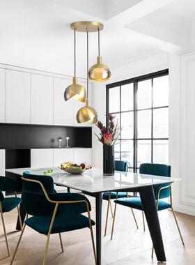 现代简约餐厅吊灯北欧吧台小吊灯全铜单头2头三头设计师 风格灯具