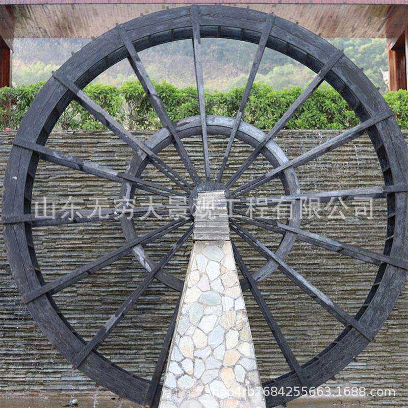 钢结构框架电动水车 农家乐度假村庭院水塘防腐木景观动态水车