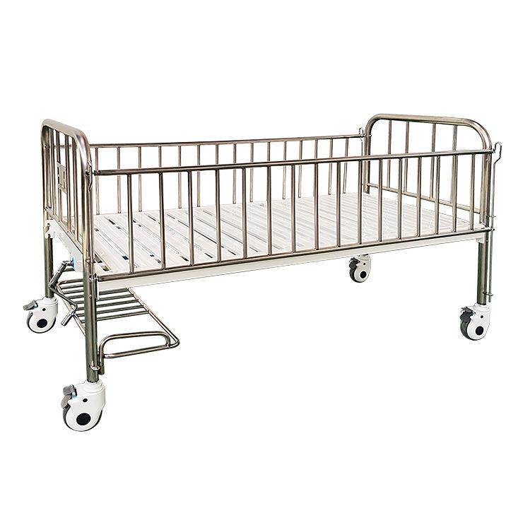加工打样厂家直销不锈钢护栏带轮喷塑手动单摇儿童床护理床