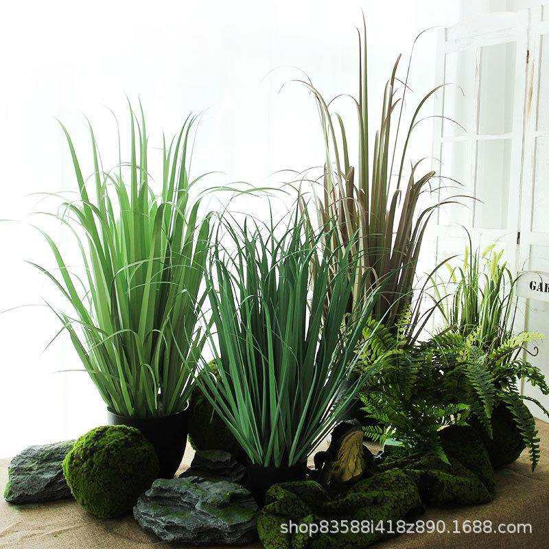 仿真千年木盆栽宽叶假草丛盆景绿植软装室内落地盆栽家居装饰摆件