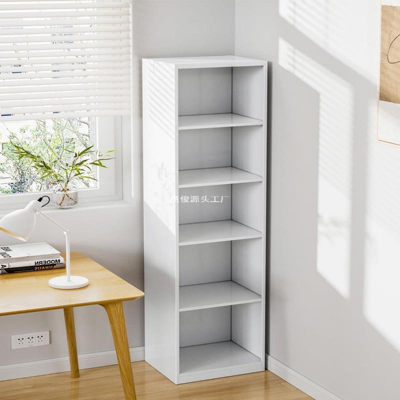 家用钢制书架落地多层夹缝转角书柜儿童卧室客厅书房铁艺置物架子