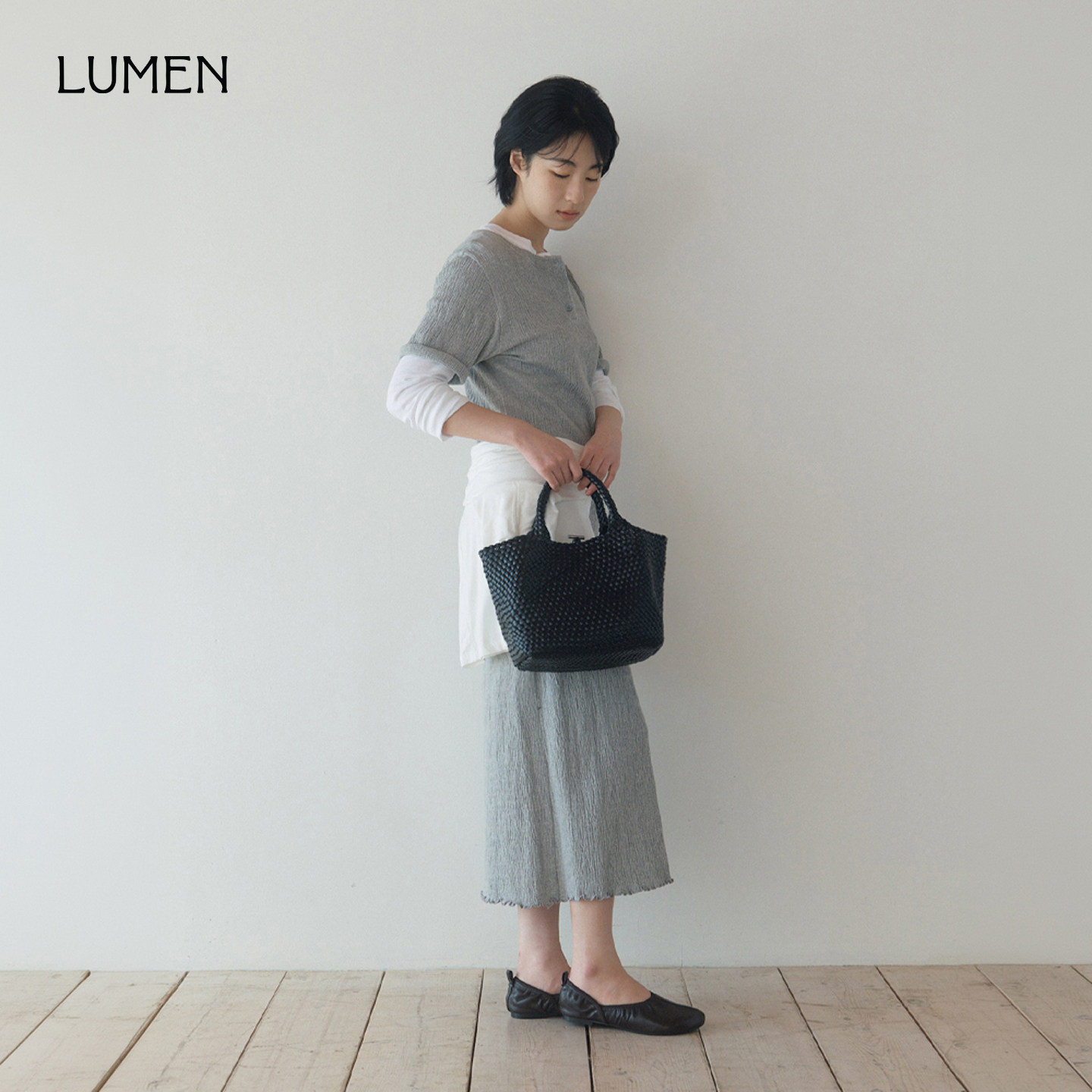Atelier de LUMEN&middot;PANIER WOVEN BAG牛皮手提包法式菜篮编织包