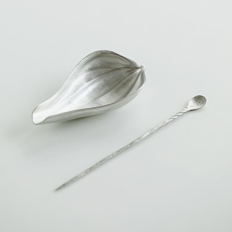 大岸堂古锡莲瓣茶则醒茶器创意茶铲勺取茶分茶器茶具配件2件套