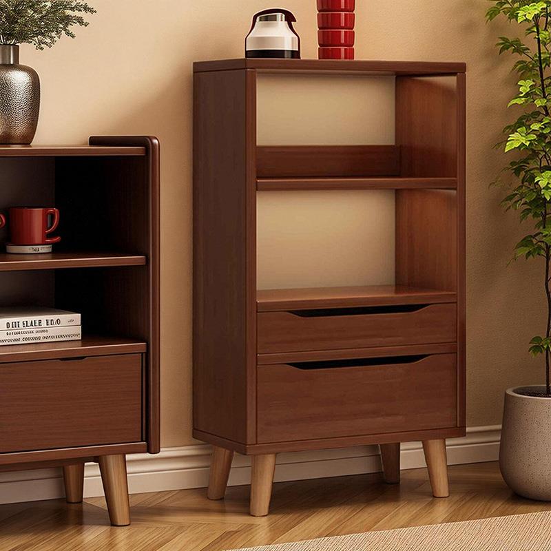 书架落地置物架客厅转角立柜收纳储物柜窄柜展示柜子家用实木书柜